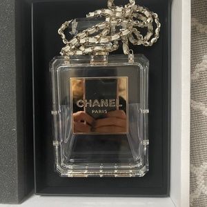 Chanel lucite perfume bottle evening bag